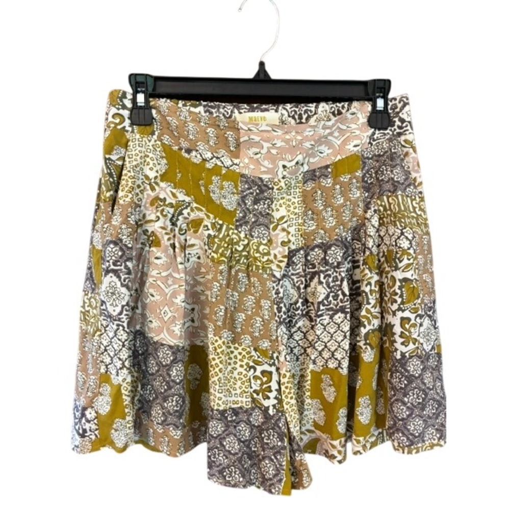 Maeve Anthropologie Shorts Women XS Mustard Patchwork Excellent Boho Rayon - Picture 7 of 7
